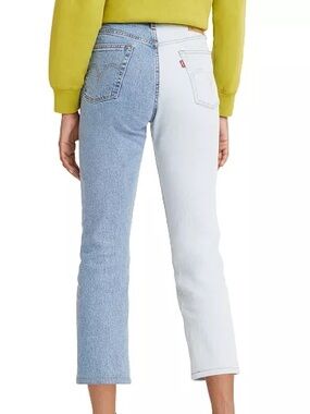 Levi's size 28 model 505 Two-Tone Straight Leg Jeans - Blue/White